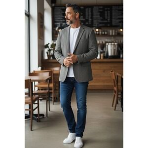 Lauren Ralph Lauren Wool Blazer Mens 48R Slim Gray Herringbone Tweed Sport Coat